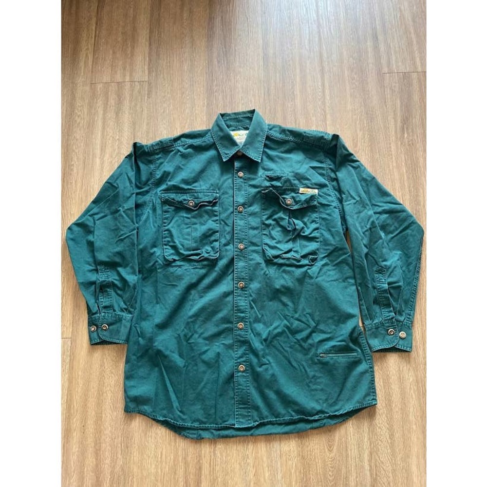 Dark Green Vintage Allagash Men's Cotton Outdoor Shirt
